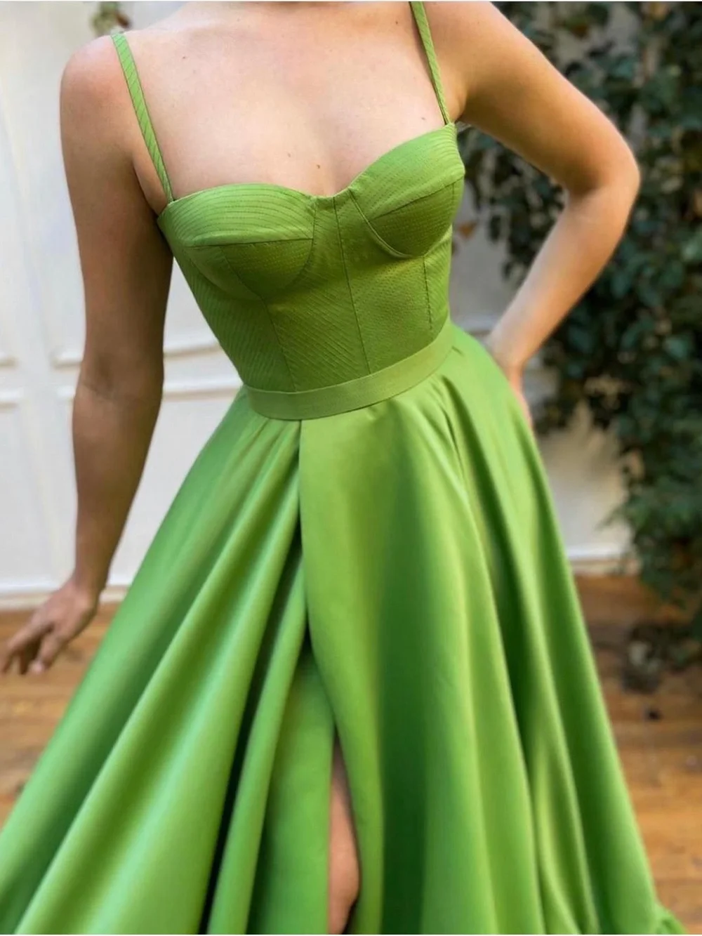 Teuta Matoshi Green A-Line Gown